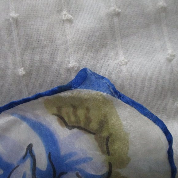 1930s sheer silk blue roses scarf - Picture 8 of 8